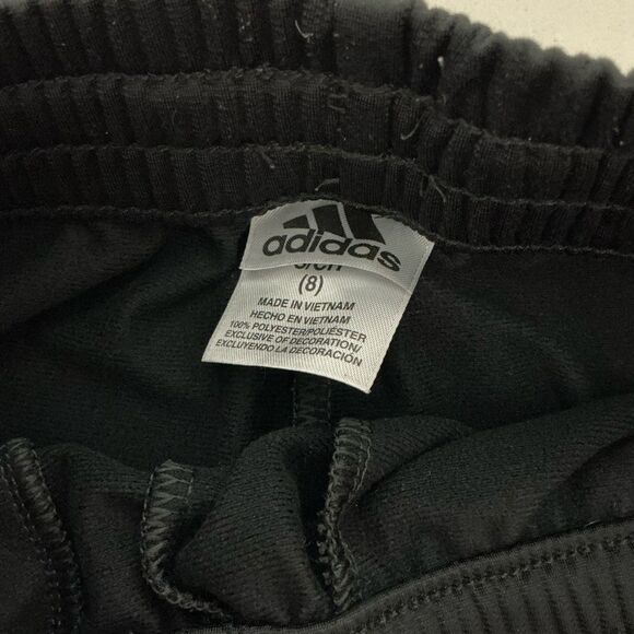 Adidas Kids Black Track Pants with white stripes A552 size 8 - Picture 5 of 6